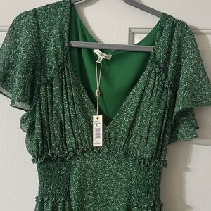 Max Studio Green Floral Midi Dress